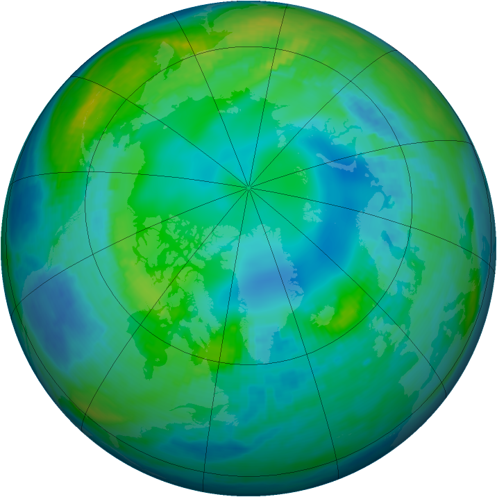 Arctic ozone map for 08 November 1991